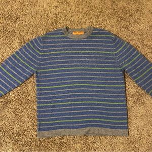 Sette Ponti Men's L Wool Sweater Striped Blue Made in Italy